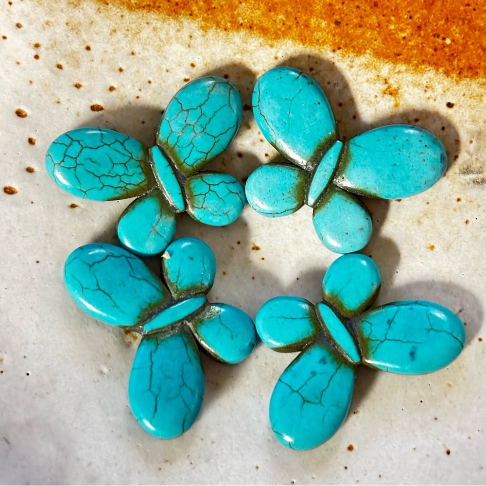Multi-Color Howlite Stone Butterfly Beads. - Picture 3 of 9